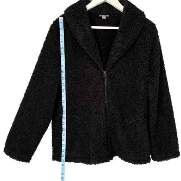 J. JILL Jacket Plush Teddy Fleece Zipper Black Long Sleeve Women's Size… - Picture 8 of 15
